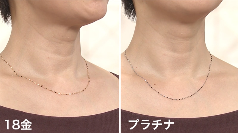 プラチナペタルチェーンネックレス 着用イメージ