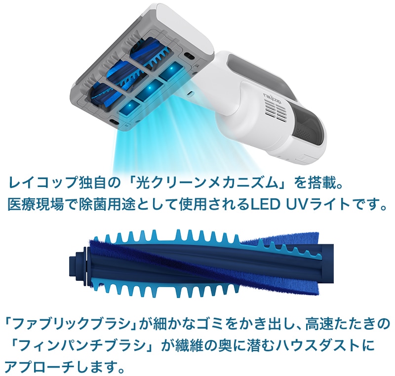 コードレスUVふとんクリーナー レイコップレニー 光クリーンメカニズム　ブラシ