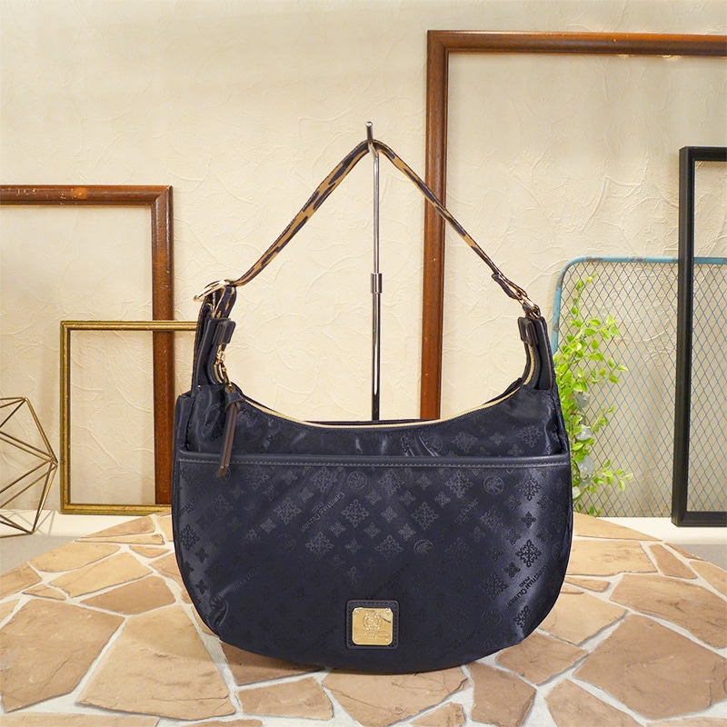 クリスチャンオリビエ　レオパードストラップバッグ 【期間限定価格】 ネイビー