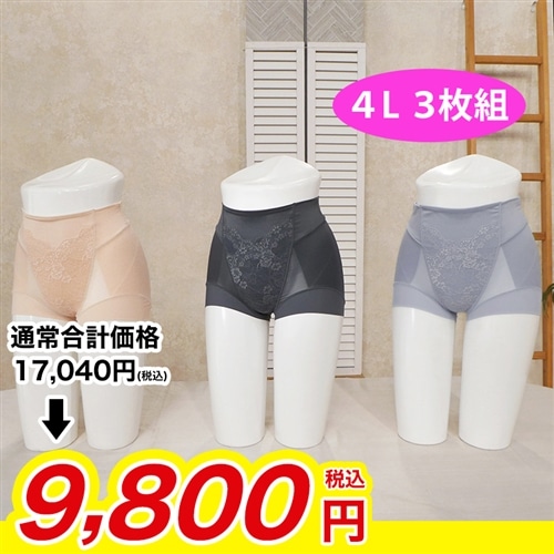 芦屋美整体 骨盤スリムショーツエアリーフィット4L 3枚組【期間限定価格】 アッシュグレー